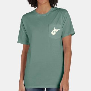 Country Roads WV Garment-Dyed Pocket T-Shirt - Cypress Green