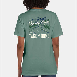 Country Roads WV Garment-Dyed Pocket T-Shirt - Cypress Green