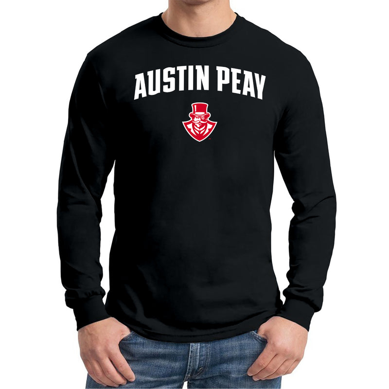 Austin Peay State University Governors Arch Logo Cotton Long Sleeve T-Shirt - Black