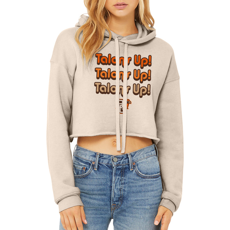 BGSU Talons Up Repeat Women's Crop Fleece Hoodie - Heather Dust