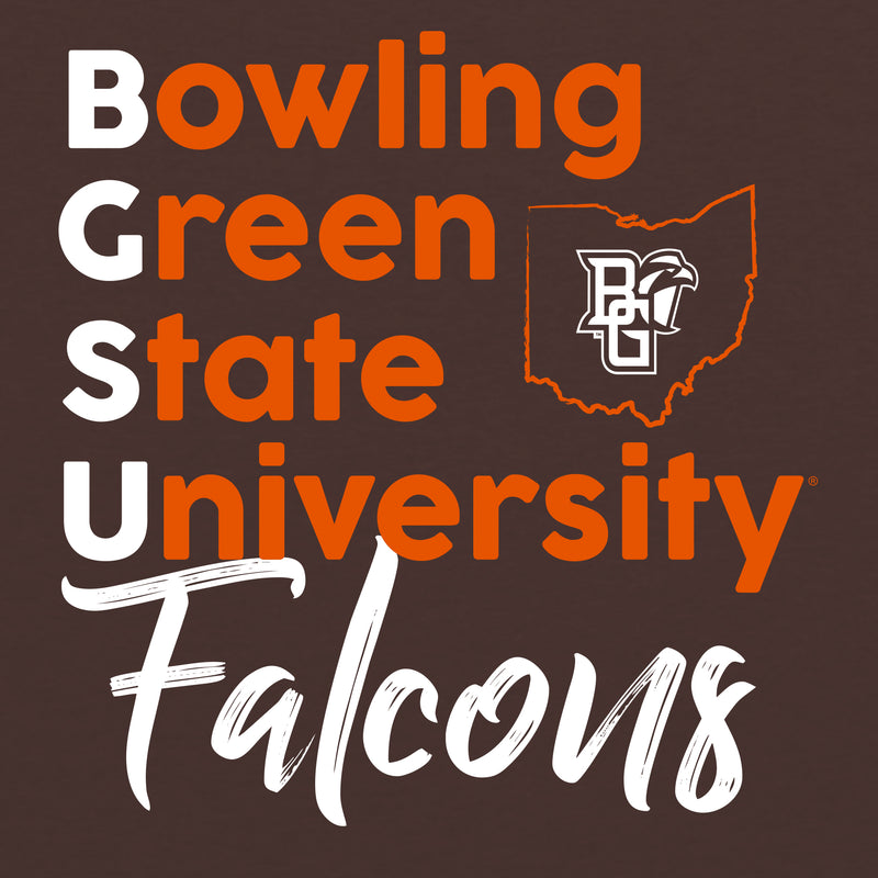 BGSU School Stack Women's Fitted T-Shirt - Heathered Brown