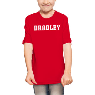 Bradley University Braves Basic Block Cotton Short Sleeve Youth T Shirt - Red