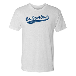 Columbus Baseball Script Triblend T-Shirt - Heather White