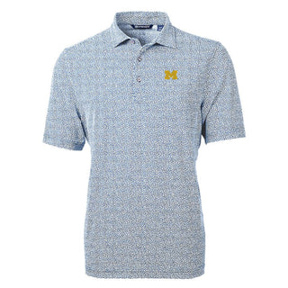 Cutter & Buck Michigan Men's Virtue Eco Pique Botanical Print Recycled Polo Navy