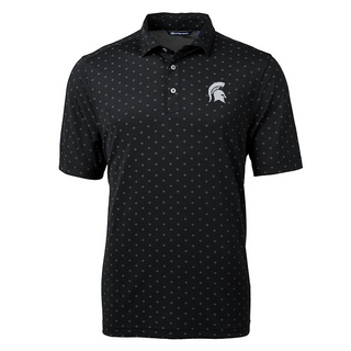 Cutter & Buck Men's MSU Virtue Eco Pique Tile Print Recycled Polo Black [CB]