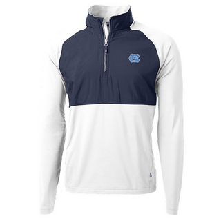 Cutter & Buck Men's UNC Tar Heels Adapt Eco Knit Hybrid Recycled Quarter Zip White/Navy [CB]