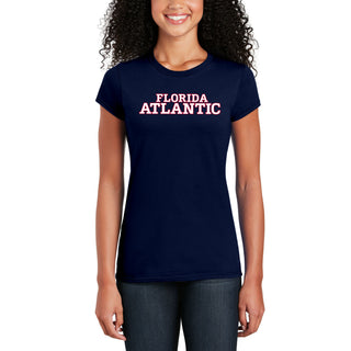 Florida Atlantic University Owls Basic Block Women's Short Sleeve T Shirt - Navy