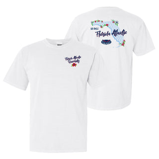 Florida Atlantic University Owls Floral State Comfort Colors Short Sleeve T Shirt - White