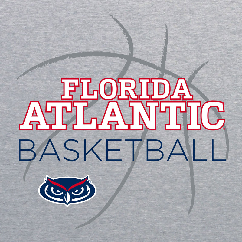 Florida Atlantic Owls Basketball Sketch T Shirt - Sport Grey