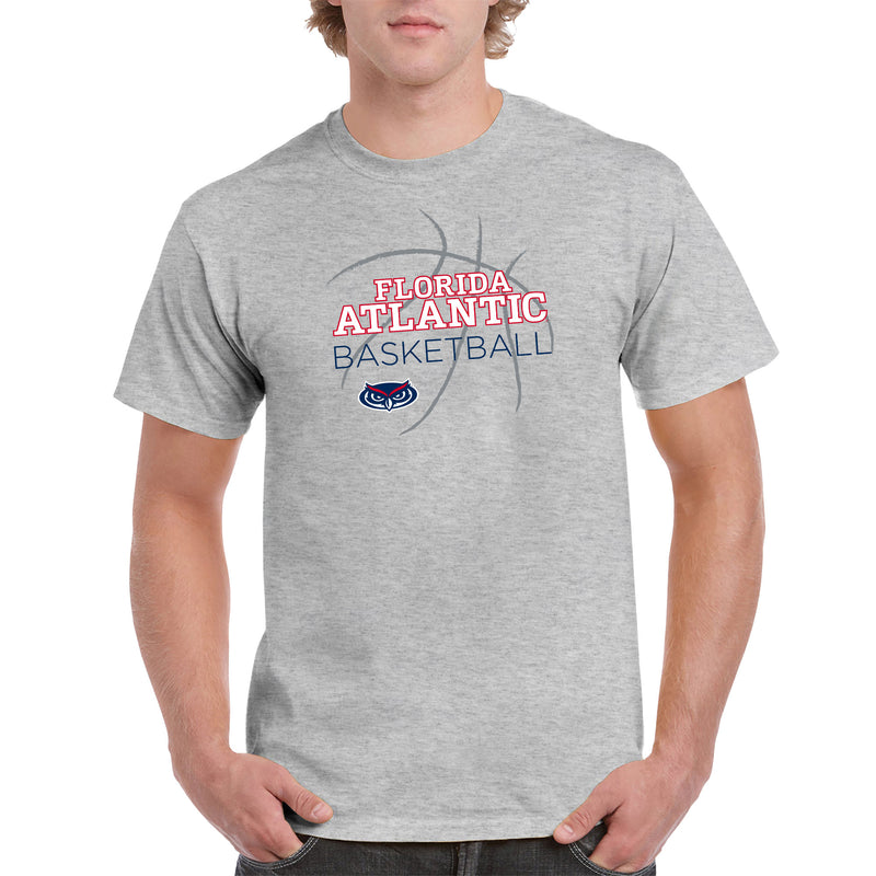 Florida Atlantic Owls Basketball Sketch T Shirt - Sport Grey