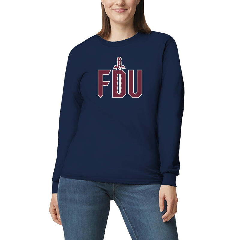 FDU Knights Primary Logo Long Sleeve - Navy