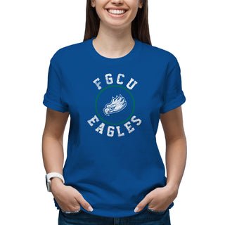 Florida Gulf Coast University Eagles Distressed Circle Logo Short Sleeve T Shirt - Royal