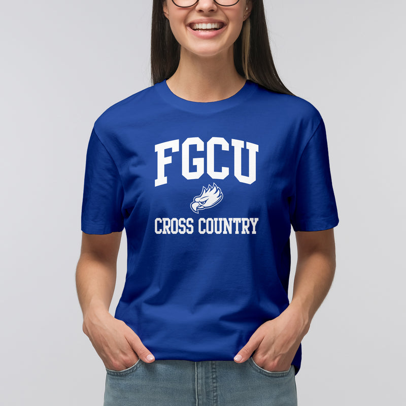 Florida Gulf Coast University Eagles Arch Logo Cross Country Short Sleeve T Shirt - Royal