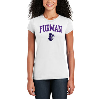 Furman University Paladins Arch Logo Short Sleeve Women's T Shirt - White