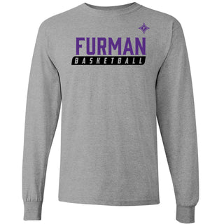 Furman University Paladins Basketball Slant Long Sleeve T Shirt - Sport Grey