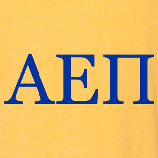 Alpha Epsilon Pi Greek Letter Block Canvas Triblend T-Shirt - Yellow Gold