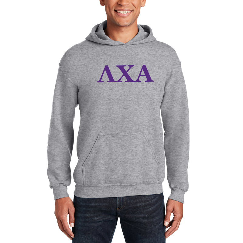 Lambda Chi Alpha Greek Letter Block Hoodie - Sport Grey