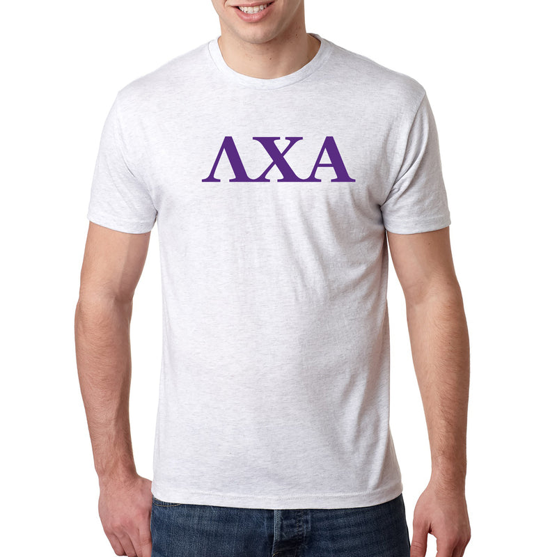 Lambda Chi Alpha Greek Letter Block Triblend T-Shirt - Heather White