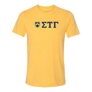 Sigma Tau Gamma Greek Letter Block Triblend T-Shirt - Yellow Gold