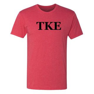 Tau Kappa Epsilon Greek Letter Block Triblend T-Shirt - Vintage Red