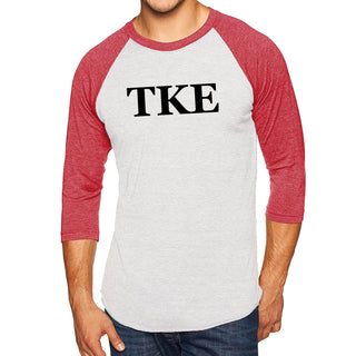 Tau Kappa Epsilon Greek Letter Block Raglan - White/Red