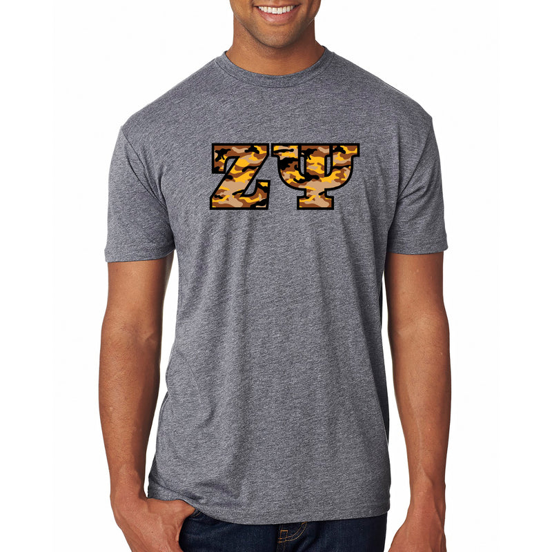 Zeta Psi Greek Camo Fill Triblend T-Shirt - Premium Heather
