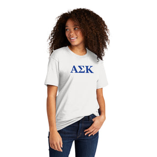 Alpha Sigma Kappa Greek Letter Block Premium Cotton T-Shirt - White