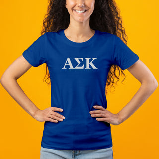 Alpha Sigma Kappa Greek Letter Block Womens T-Shirt - Royal