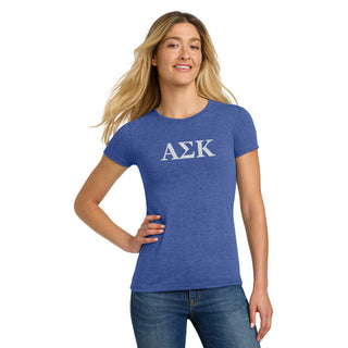 Alpha Sigma Kappa Greek Letter Block Womens Triblend T-Shirt - Vintage Royal