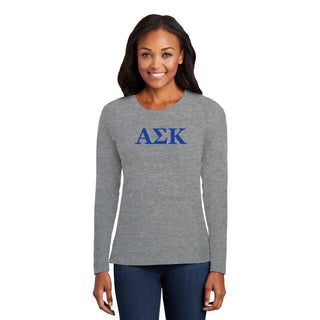 Alpha Sigma Kappa Greek Letter Block Womens Long Sleeve - Athletic Heather