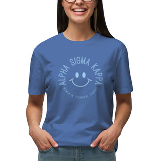 Alpha Sigma Kappa Greek Smile Garment-Dyed T-Shirt - Flo Blue