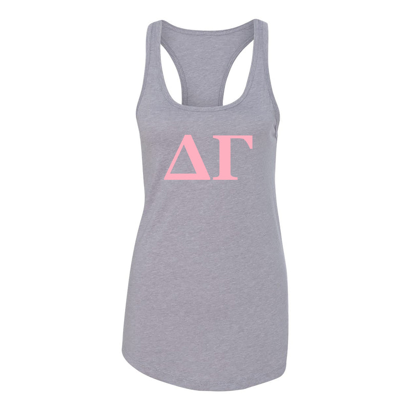 Delta Gamma Greek Letter Block Racerback Tank - Heather Grey