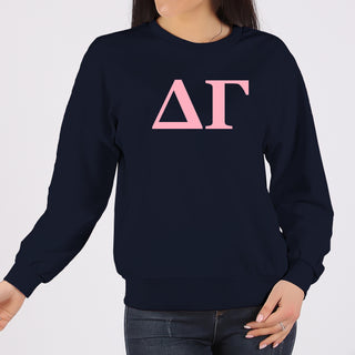 Delta Gamma Greek Letter Block Crewneck Sweatshirt - Navy