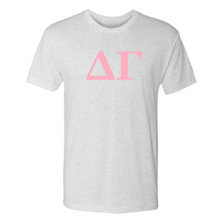 Delta Gamma Greek Letter Block Triblend T-Shirt - Heather White