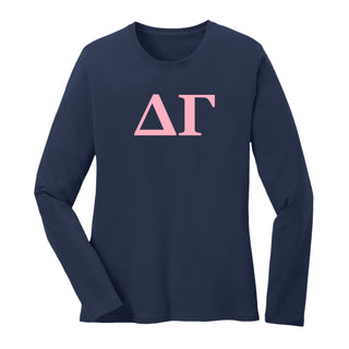 Delta Gamma Greek Letter Block Womens Long Sleeve - Navy