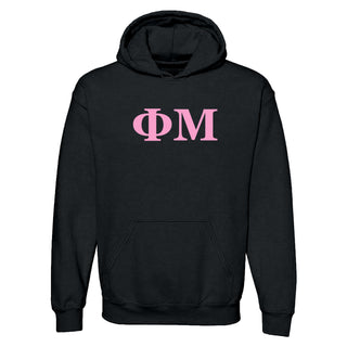 Phi Mu Greek Letter Block Hoodie - Black