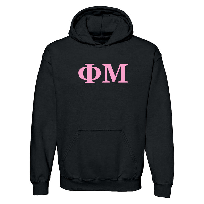 Phi Mu Greek Letter Block Hoodie - Black