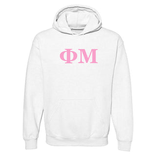 Phi Mu Greek Letter Block Hoodie - White