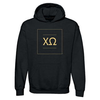 Chi Omega Greek Letter Block Hoodie - Black