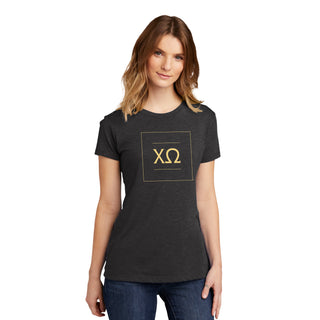 Chi Omega Greek Letter Block Womens Triblend T-Shirt - Vintage Black