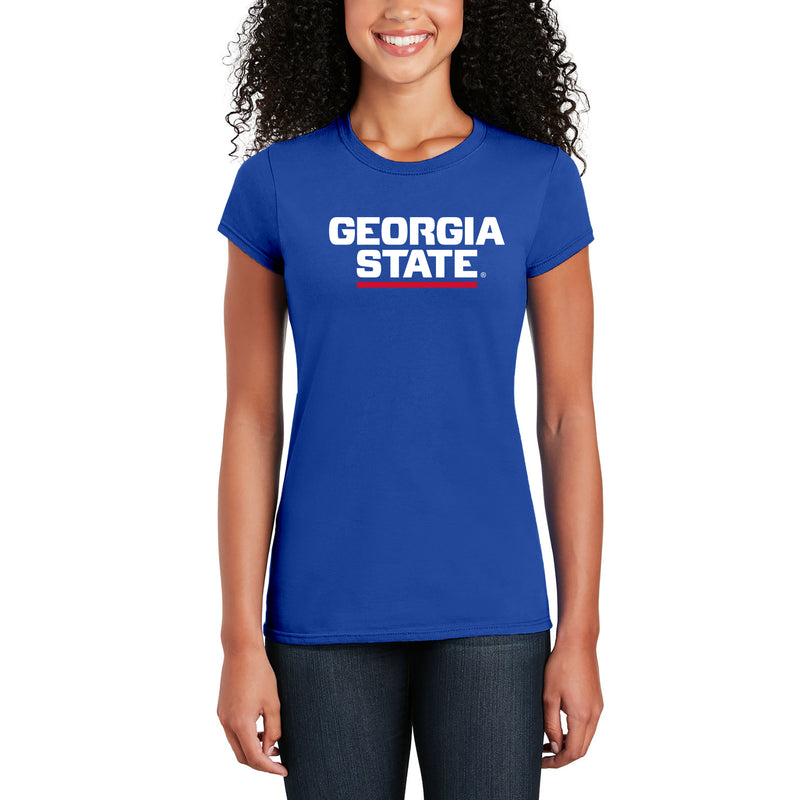 Georgia State University Panthers Basic Block Womens Short Sleeve T Shirt - Royal