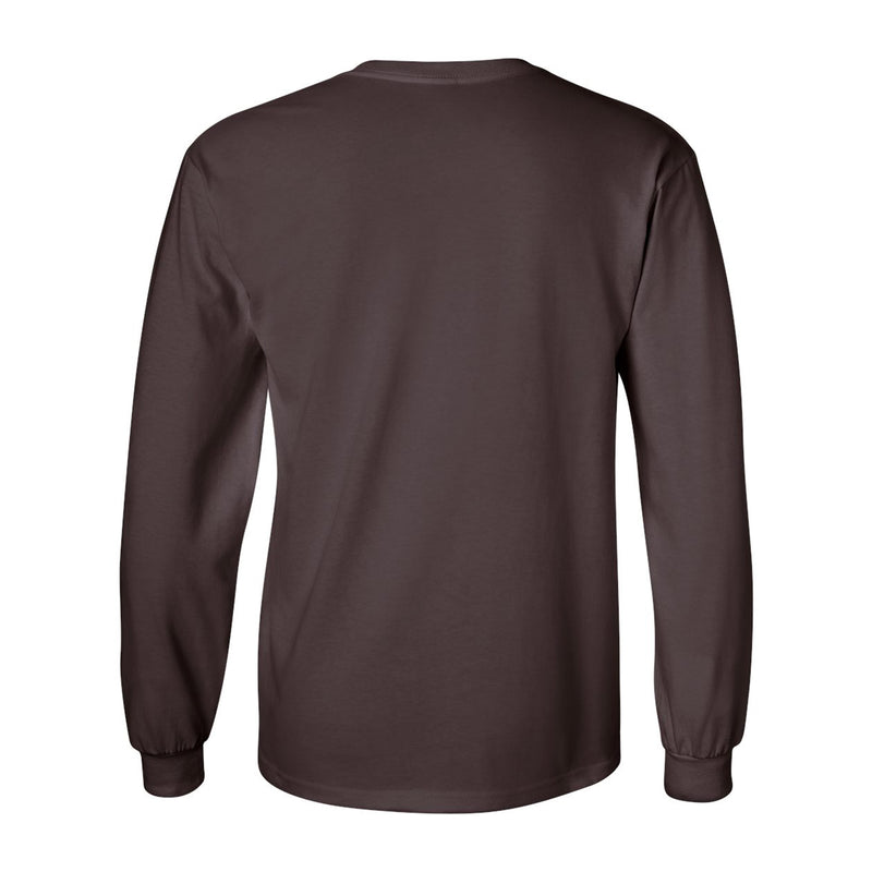 Brown University Bears Arch Logo Long Sleeve T Shirt - Dark Chocolate