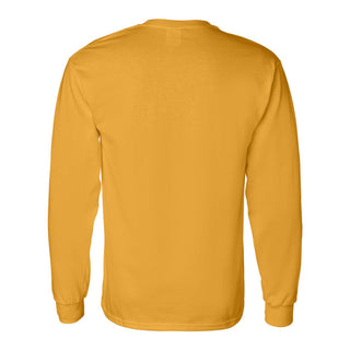 University of Iowa Hawkeyes Arch Logo Baseball Long Sleeve T Shirt- Gold