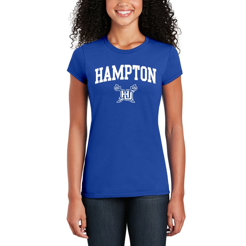 Hampton University Pirates Arch Logo Women's Short Sleeve T Shirt - Royal