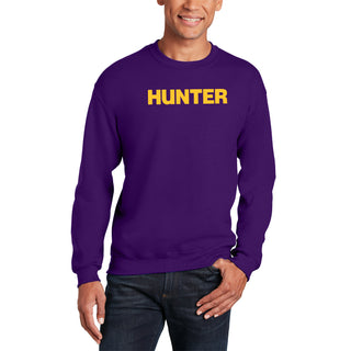 Hunter College Hawks Basic Block Crewneck Sweatshirt - Purple