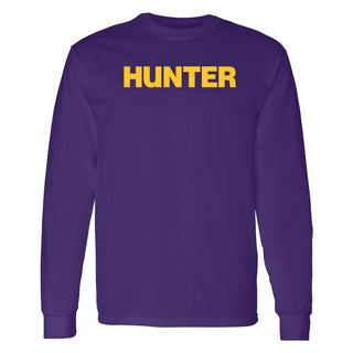 Hunter College Hawks Basic Block Long Sleeve T Shirt - Purple