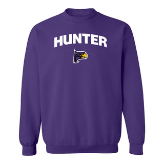 Hunter College Hawks Arch Logo Crewneck Sweatshirt - Purple