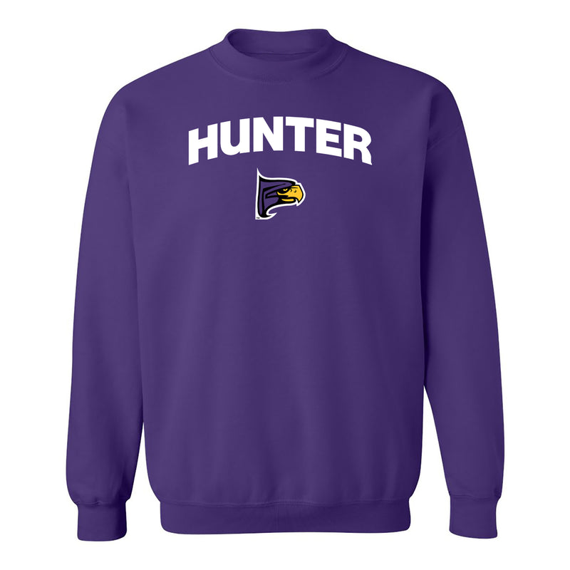 Hunter College Hawks Arch Logo Crewneck Sweatshirt - Purple