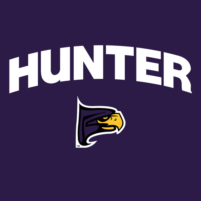 Hunter College Hawks Arch Logo T Shirt - Purple