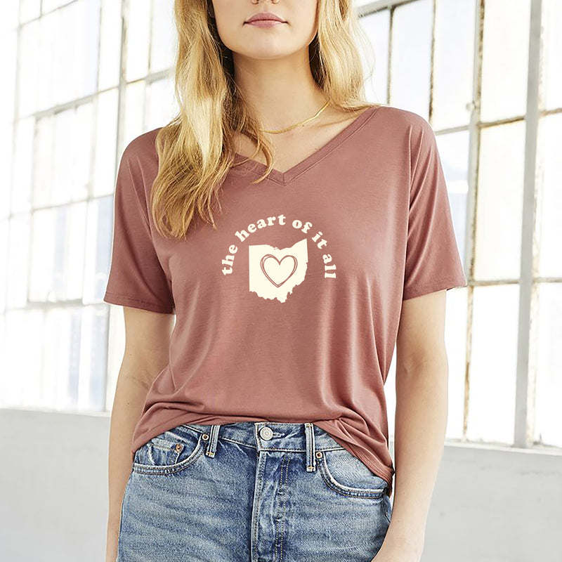 The Heart of it All OH Women’s Slouchy V-Neck Tee - Mauve